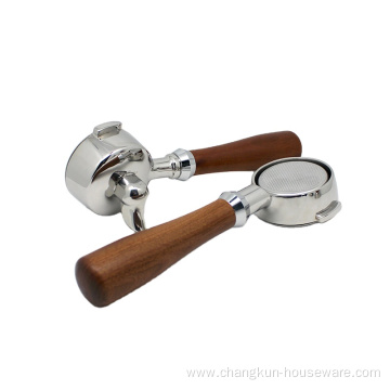 Customize stainless steel wood handle coffee portafilter